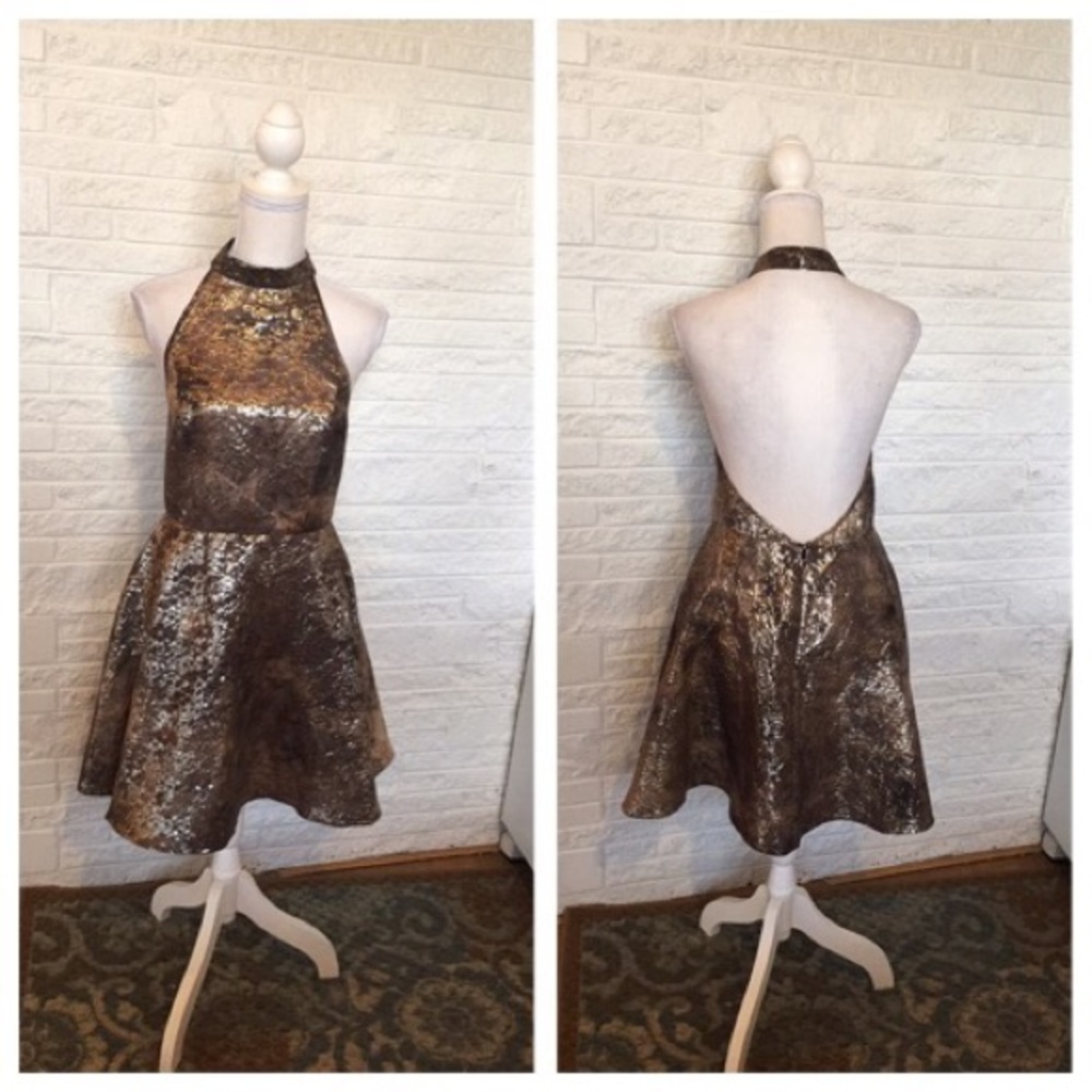 KNT by Kova and T metallic Halter dress